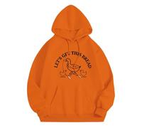 Sudadera con capucha suelta con bolsillo Let's Get This Bread otoño e invierno, nueva versión coreana con sombrero y parte superior de terciopelo con capucha media sudadera, naranja, S