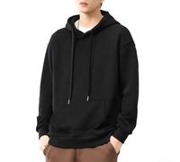 Sudadera con capucha suelta para hombre y joven, sudadera coreana casual coreana, tops de terciopelo fino para vacaciones, fiestas, uso diario, color sólido (2XL negro)