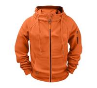 Sudadera con capucha táctica con múltiples bolsillos para hombre, casual, lisa, con cremallera completa, manga larga, estilo militar, atlética, con capucha, forro polar, chaqueta con cremallera