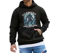 Sudadera con Capucha Te protegeré, Gatito, Pase lo Que Pase con Meme. Divertida Sudadera de Manga Larga con gráfico de Lobo Alfa. Estilo Urbano Informal para Hombre.
