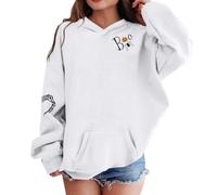 Sudadera con Capucha temática Halloween para niñas Abrigada con Forro Polar Prenda otoño Invierno Outfit Casual (a-White, 7-8 Years)