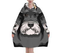 Sudadera con capucha tipo manta con diseño de perro Schnauzer para mujer y hombre, ideal para adultos, de gran tamaño, suave y cálida.