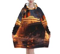 Sudadera con capucha tipo manta Escape from Boat the Titanic para mujer y hombre, sudadera con capucha tipo manta para adultos de gran tamaño, suave y cálida.