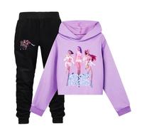 Sudadera con capucha unisex con estampado de personajes de dibujos animados Demon Hunters K Pop Diseño Gráfico Varios Colores, Lila2, 130