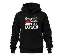Sudadera con capucha unisex con texto en alemán "Dear Santa I Can Explain", Negro , 3XL