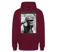 Sudadera con capucha unisex con texto en alemán "The Smiths Meat is Murder" | Soldado con mensaje político en casco