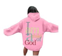 Sudadera con capucha unisex estampada "Ich bin ein Kind Gottes" | Acogedor Wear für /Winter Damen Shirt Langarm Elegant, Rosa., XL