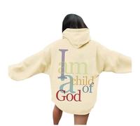 Sudadera con capucha unisex estampada "Ich bin ein Kind Gottes" | Acogedor Wear für /Winter Damen Shirt Langarm Elegant, beige, XL
