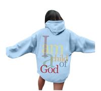 Sudadera con capucha unisex estampada "Ich bin ein Kind Gottes" | Acogedor Wear für /Winter Damen Shirt Langarm Elegant, azul claro, L