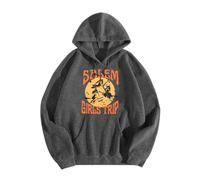 Sudadera con capucha unisex impresa, suéter casual de gran tamaño para hombres y mujeres | Acogedora ropa de otoño e invierno rojo, gris oscuro, L