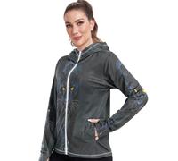 Sudadera con capucha UPF 50+ para mujer, protección solar, agujeros para el pulgar, tela de refrigeración, Leopardo melanístico caminando hacia Shadow3, S