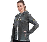 Sudadera con capucha UPF 50+ para mujer, protección solar, agujeros para el pulgar, tela de refrigeración, Leopardo melanístico caminando hacia la sombra1, XXL