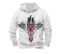 Sudadera con capucha vikinga para hombre con estampado 3D, mitología nórdica, ropa de calle, retro, informal, sudadera para hombre, manga larga, suéter para LARP y cosplay, Blanco, 5XL