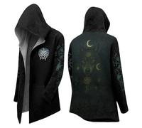 Sudadera con capucha vikinga para hombre, longitud media, Halloween, vintage, vikingo, estilo medieval, mitología nórdica, cárdigan con capucha, bolsillos, gótico, vikingo, capa, otoño, carnaval