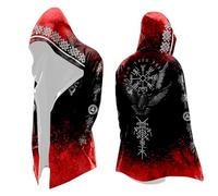 Sudadera con capucha vikinga para hombre, longitud media, Halloween, vintage, vikingo, estilo medieval, mitología nórdica, cárdigan con capucha, bolsillos, gótico, vikingo, capa, otoño, carnaval