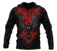 Sudadera con Capucha vikinga para Hombres Moda Casual Viking Tattoo 3D Impreso en 3D Sudadera de Manga Larga Jersey Chaqueta Abrigo