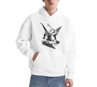 Sudadera con capucha vintage con diseño de diablo alado y tridente para amantes del arte, Negro , XXL