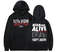 Sudadera con Capucha Vintage de algodón para Hombre y Mujer Estilo Hip Hop Rock y gótico con álbum de la Gira Mundial High and Alive de Keith Urban otoño e Invierno