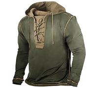 Sudadera con capucha vintage para hombre, sudadera gótica de manga larga, camisa informal para el tiempo libre, sudadera Steam Punk, sudadera con capucha medieval, camisa de lino monocolor, sudadera