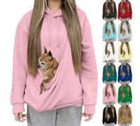 Sudadera con Capucha Y Bolsa For Mascotas Mujer De Manga Larga, For Transportar Gatos Y Perros, Bonita Camisetas De Manga Larga(Pink,X-Large)