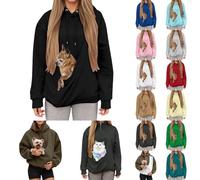 Sudadera con Capucha y Bolsillo Tipo Canguro para Mujer con Bolsillo para Gato Tallas Grandes Ideal para Llevar Mascotas Perro o Gato Manga Larga