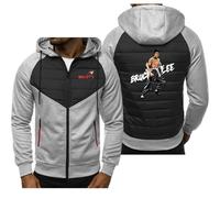 Sudadera con Capucha Y Cremallera Completa para Hombre para Bruce Lee Imprimir Chaqueta Casual Cárdigan De Manga Larga Abrigo De Jersey De Lana - Regalo para Adolescentes-Light Gray||XL