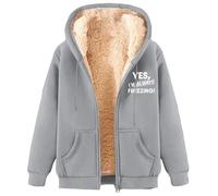 Sudadera con capucha y cremallera completa para mujer, con texto en inglés "Yes,I'm Always Freezing", con forro de sherpa, chaqueta informal de forro polar cálido con capucha, abrigos gruesos de