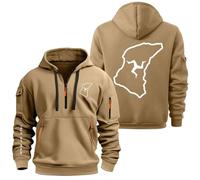 Sudadera Con Capucha Y Cremallera De 1/4 Para Hombre De I.s.l.e Of M.a.n T..t Sudadera Con Capucha Informal De Manga Larga Para Correr Sudadera Con Múltiples Bolsillos Abrigos Para Exterior Khaki-1 L