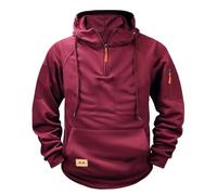 Sudadera con capucha y cremallera de un cuarto para hombre, con cordón, manga larga, bolsillos delanteros, sudadera táctica clásica a la moda, sudadera de trabajo lisa para correr, entrenamiento