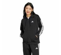 adidas Mujer Essentials 3-Stripes Full-Zip Fleece Hoodie, Black, XL