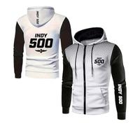 Sudadera con capucha y cremallera hombre Para In.di.an.ap.ol.is 500, No se deforma al lavar, Adatto per autunno, inverno e giornate fresche, fashion(White,XXL)