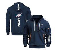 Sudadera con capucha y cremallera hombre Para M.V, No se deforma al lavar, Estilo streetwear moderno para ciudad ocio, refinados(Navy,XXL)
