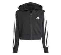 adidas Niñas Essentials Full Zip Crop Hoodie Sweatshirt, Black/White, 9-10 Years