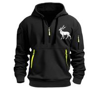 Sudadera con capucha y cremallera para hombre, a la moda, para primavera y otoño, casual, manga larga, botones, solapa, tres piezas, estampado a cuadros, suave y cómoda, para adultos, Negro, 3XL