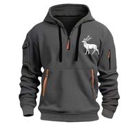 Sudadera con capucha y cremallera para hombre, a la moda, para primavera y otoño, casual, manga larga, botones, solapa, tres piezas, estampado a cuadros, suave y cómoda, para adultos, gris, XXL