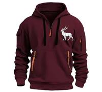 Sudadera con capucha y cremallera para hombre, a la moda, para primavera y otoño, casual, manga larga, botones, solapa, tres piezas, estampado a cuadros, suave y cómoda, para adultos, rosso, XL