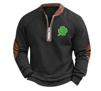 Sudadera con capucha y cremallera para hombre, casual, a la moda, holgada, con estampado 3D de San Pat, cuello con cremallera, puños y puños, suave y cómoda, para adultos, gris oscuro, M
