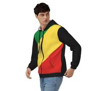 Sudadera con Capucha Y Cremallera para Hombre Clásico República del Congo Bandera Nacional Top Puños Acanalados Sudadera De Manga Larga Jersey Pull Over con Cremallera Estilo Clásico del Reino Unido