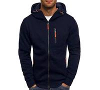 Sudadera con capucha y cremallera para hombres, ajustada, con bolsillos, color sólido, patchwork elástico, ropa deportiva ligera y transpirable, para uso casual y laboral, 4XL