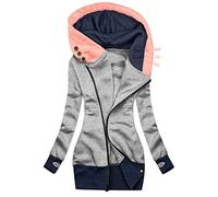 Sudadera con capucha y cremallera para mujer, sudadera atlética de manga larga con cremallera para mujer, abrigo Colla suéter para mujer, gris, 3XL
