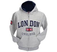 Sudadera con capucha y cremallera para niños, diseño de Londres, Inglaterra, color gris (LE129KZ) Desconocido 37-38
