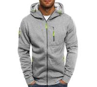 Sudadera con capucha y cremallera y suéteres para hombre, con cremallera y bolsillos en la parte delantera, resistentes, deportivas, de un solo color, ligeras, casual, color negro, tallas del Reino