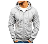 Sudadera con capucha y cremallera y suéteres para hombre, con cremallera y bolsillos en la parte delantera, resistentes, deportivas, de un solo color, ligeras, casual, color negro, tallas del Reino
