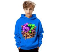 Sudadera con Capucha y Estampado de Carnaval para niños, Informal, de Manga Larga, con Bolsillo, para jóvenes (Blue, 5-6 Years)