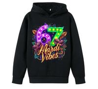 Sudadera con Capucha y Estampado de Carnaval para niños, Informal, de Manga Larga, con Bolsillo, para jóvenes (Black, 9-10 Years)