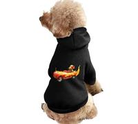 Sudadera con Capucha y Estampado de Perro Salchicha conduciendo un Hot Dog en Llamas para Mascotas, Ropa novedosa para Cachorros pequeños y Gatos.