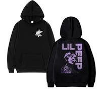 Sudadera con Capucha Y Estampado Gráfico Lil-Peep, Sudadera Unisex, Prenda Informal, Estilo Urbano Hip-Hop (Black,L)