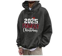 Sudadera con Capucha y Estampado navideño, Jersey Informal de Manga Larga de Forro Polar Suave y cálido para Fiestas de Invierno, suéter de Cuello Redondo con Bolsillo Frontal para Uso (Grey, XXXL)