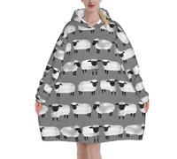 Sudadera con capucha y manta de franela para mujer, diseño de ovejas, animales de granja, color gris neutro, para niños