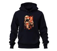 Sudadera con capucha Y2K con diseño de tres monos sabios Urban Japan, azul marino, 3XL